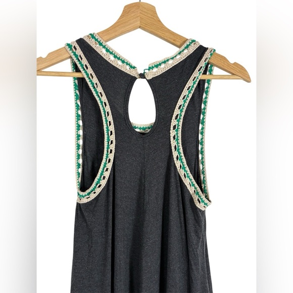 Natural Life Willow Jumpsuit Wide Leg Charcoal Cropped Small Crotchet Trim - Picture 3 of 14